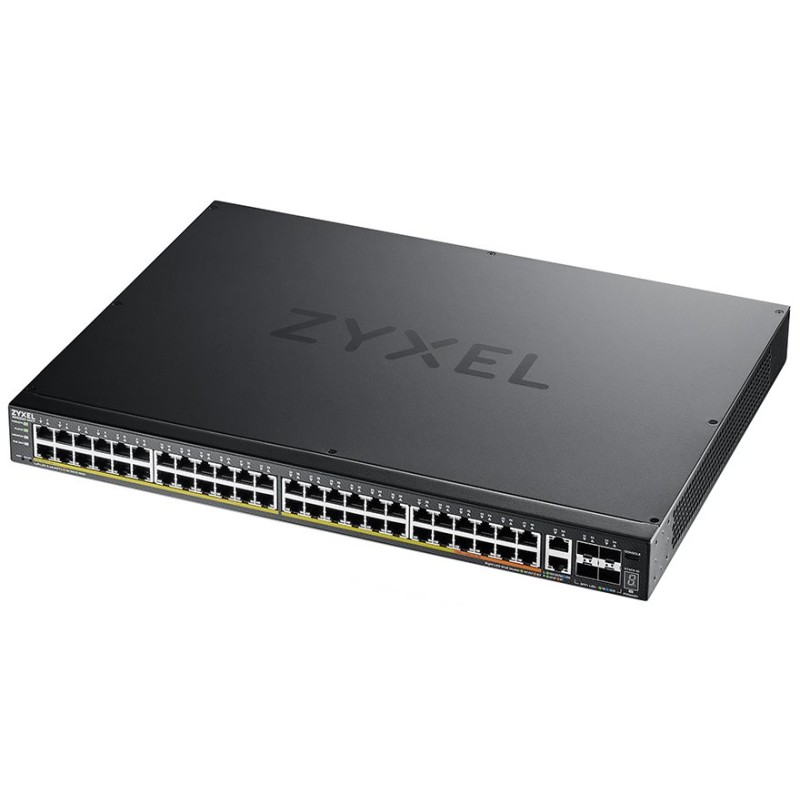 Zyxel XGS2220-54FP, L3 Access Switch, 960W PoE, 40xPoE+/10xPoE++, 48x1G RJ45 2x10mG RJ45, 4x10G SFP+ Uplink, incl. 1 yr