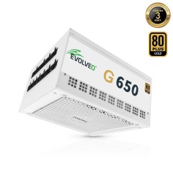 EVOLVEO G650, zdroj 650W, 80+ GOLD, ATX 3.1, aPFC, 140 mm ventilátor, plně modulární, záruka 3 roky, bílý
