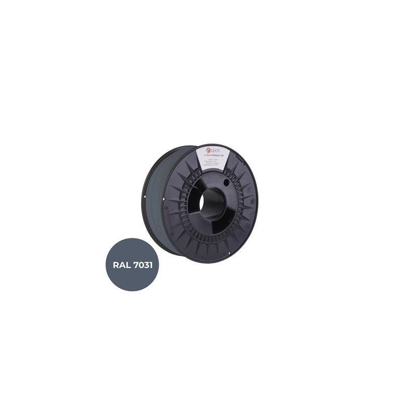 Tisková struna (filament) C-TECH PREMIUM LINE, PLA, šedomodrá, RAL7031, 1,75mm, 1kg