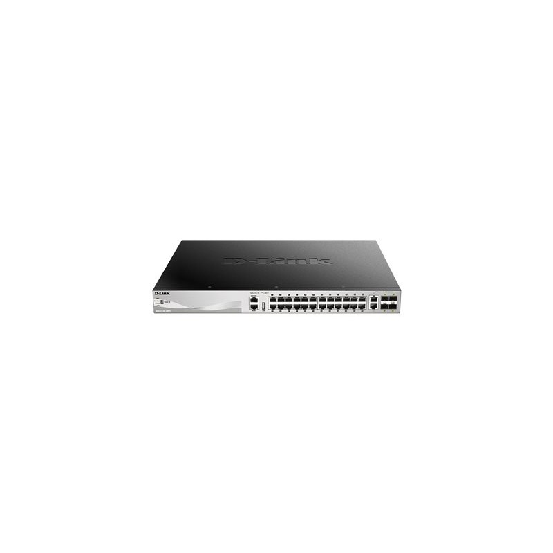 D-Link DGS-3130-30PS L3 Stck. Mng. PoE switch 24x GbE PoE+, 2x 10G RJ-45, 4x 10G SFP+, PoE 370W