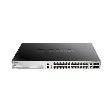 D-Link DGS-3130-30PS L3 Stck. Mng. PoE switch 24x GbE PoE+, 2x 10G RJ-45, 4x 10G SFP+, PoE 370W