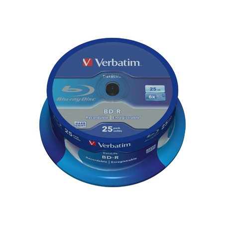 VERBATIM BD-R SL Datalife (25-pack)Blu-Ray/Spindle/6x/25GB WHITE BLUE SURFACE