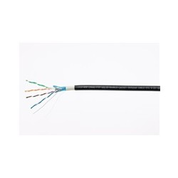 FTP kabel LYNX Cat5E, drát, dvojitý venkovní PE+PVC, černý, 305m cívka