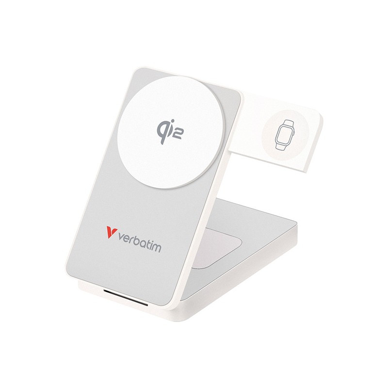 Verbatim Powerbanka Charge ,n, Go Qi2 5/9/12V, nabíjení telefonu,hodinek,Airpods, 32296, 10000mAh, magnetické připevnění, bílá