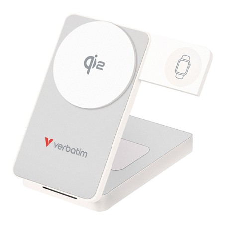 Verbatim Powerbanka Charge ,n, Go Qi2 5/9/12V, nabíjení telefonu,hodinek,Airpods, 32296, 10000mAh, magnetické připevnění, bílá
