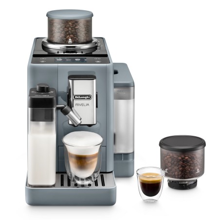 DeLonghi Rivelia EXAM440.55.G, automatický kávovar šedý, LatteCrema, Bean Switch, Bean Adapt, 16 nápojů