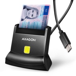 AXAGON CRE-SM4NC, USB-C čtečka kontaktních karet Smart Card (eObčanka), stojánková, kabel 1.2 m
