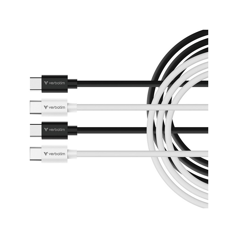 Verbatim USB kabel USB C samec - USB C samec, 60W, 1m, černo-bílá, box, 32391