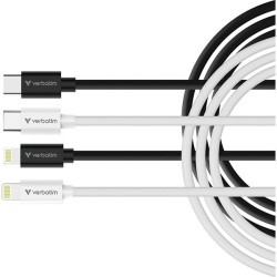 Verbatim USB kabel USB C samec - Apple Lightning samec, 27W, 1m, černo-bílá, box, 32392