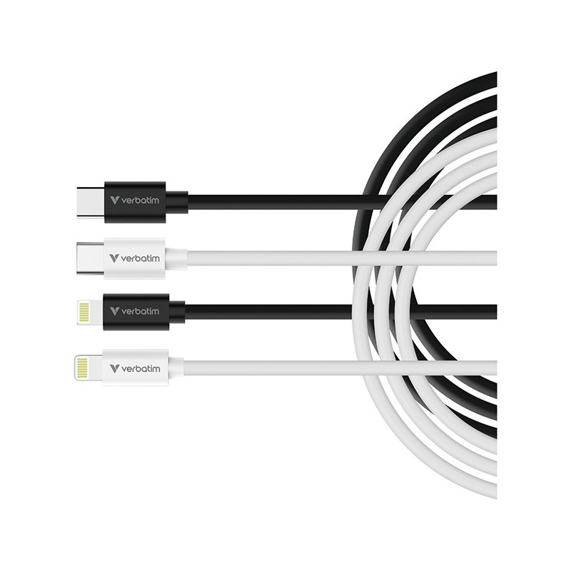Verbatim USB kabel USB C samec - Apple Lightning samec, 27W, 1m, černo-bílá, box, 32392