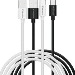 Verbatim USB kabel USB A samec - USB C samec, 18W, 1m, černo-bílá, box, 32393