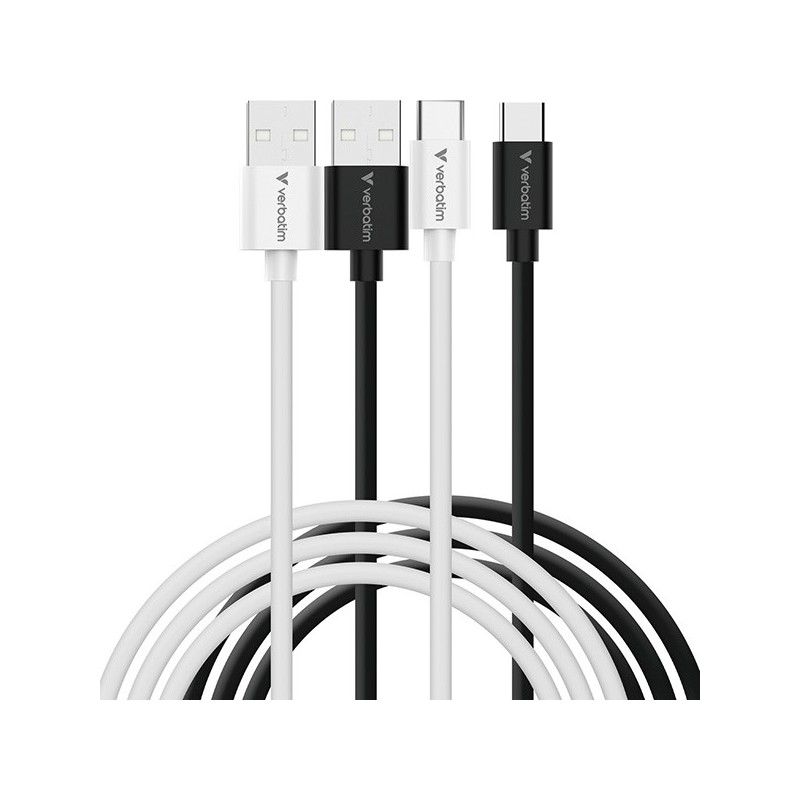 Verbatim USB kabel USB A samec - USB C samec, 18W, 1m, černo-bílá, box, 32393