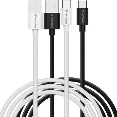 Verbatim USB kabel USB A samec - USB C samec, 18W, 1m, černo-bílá, box, 32393