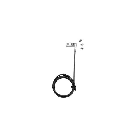DICOTA Universal Security Cable Lock,3 Exchangeable heads fits all slots, combination