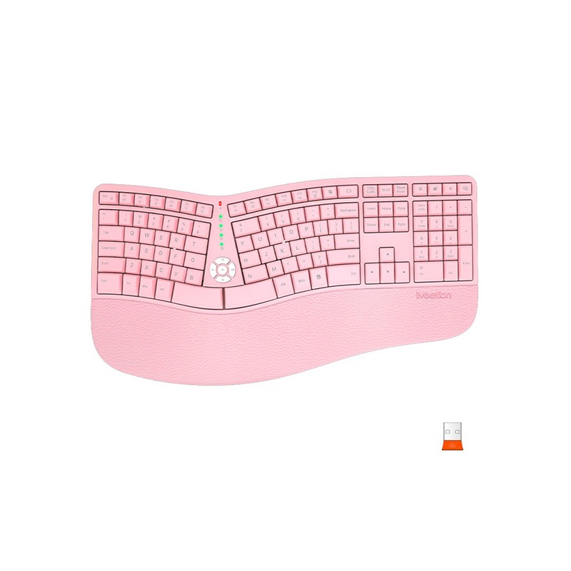 Meetion DirectorW Ergonomická klávesnice bezdrátová US, růžová