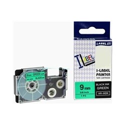 Xerox kompatibilní páska s Casio, XR-9GN1, 9mm x 8m, černý tisk / zelený podklad - ALLPRINT