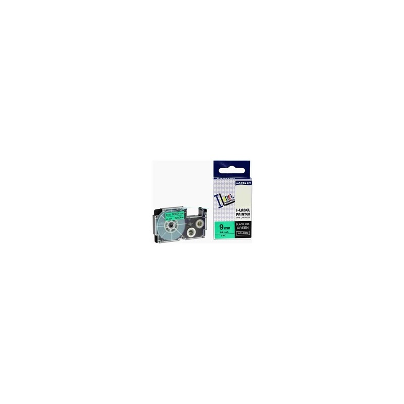 Xerox kompatibilní páska s Casio, XR-9GN1, 9mm x 8m, černý tisk / zelený podklad - ALLPRINT