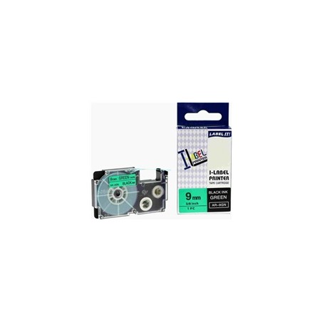 Xerox kompatibilní páska s Casio, XR-9GN1, 9mm x 8m, černý tisk / zelený podklad - ALLPRINT