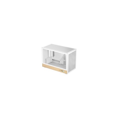 DEEPCOOL Case CH260 WOOD WH, mATX, Průhledná bočnice, bílo-dřevěná