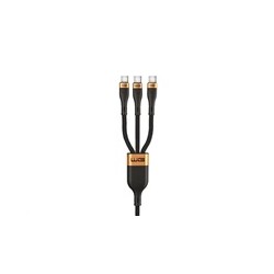 WG - Datový kabel 3v1 Type-C na 3x Type-C, 1,2 metru, 100 W + 15 W + 15 W, černá