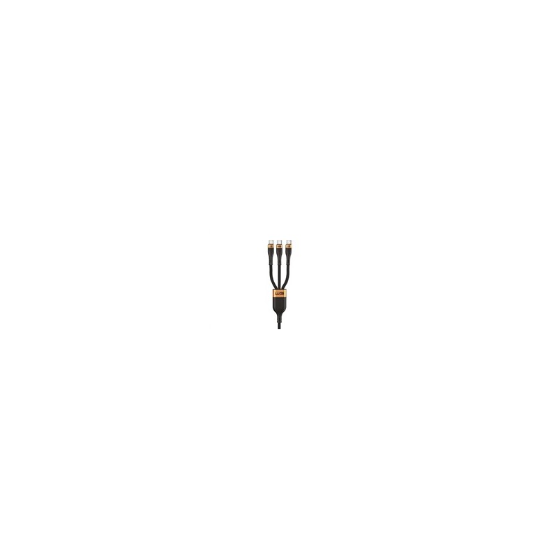 WG - Datový kabel 3v1 Type-C na 3x Type-C, 1,2 metru, 100 W + 15 W + 15 W, černá