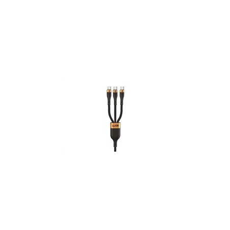 WG - Datový kabel 3v1 Type-C na 3x Type-C, 1,2 metru, 100 W + 15 W + 15 W, černá
