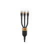 WG - Datový kabel 3v1 Type-C na 3x Type-C, 1,2 metru, 100 W + 15 W + 15 W, černá