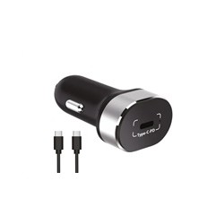 WG - Autonabíječka 1x USB-C, PD 20 W, + kabel Type-C na Type-C, černá