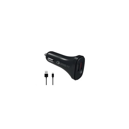 WG - Autonabíječka 2x USB-A, Quick Charge 3.0 5,4 A, + kabel USB-A na Lightning, černá