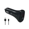 WG - Autonabíječka 2x USB-A, Quick Charge 3.0 5,4 A, + kabel USB-A na Lightning, černá