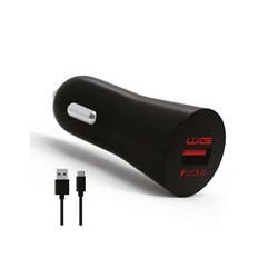 WG - Autonabíječka Fast 1x USB-A, Quick Charge 3.0, 5 V - 9 V - 12 V, + kabel Type-C, černá