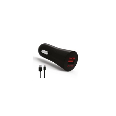 WG - Autonabíječka Fast 1x USB-A, Quick Charge 3.0, 5 V - 9 V - 12 V, + kabel Type-C, černá