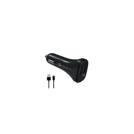 WG - Autonabíječka 2x USB, Quick Charge 3.0 5,4 A, + kabel USB-A na Lightning MFI, černá