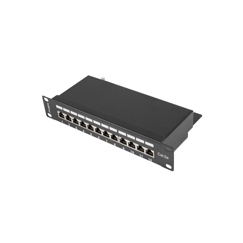 PATCH PANEL 12PORT 1U 10?? CAT.5E FTP STÍNĚNÝ ČERN