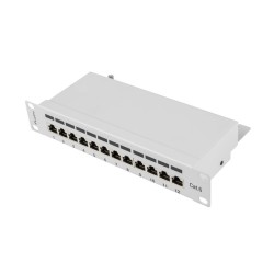 PATCH PANEL 12PORT 1U 10?? CAT.6 FTP STÍNĚNÝ ŠEDÝ