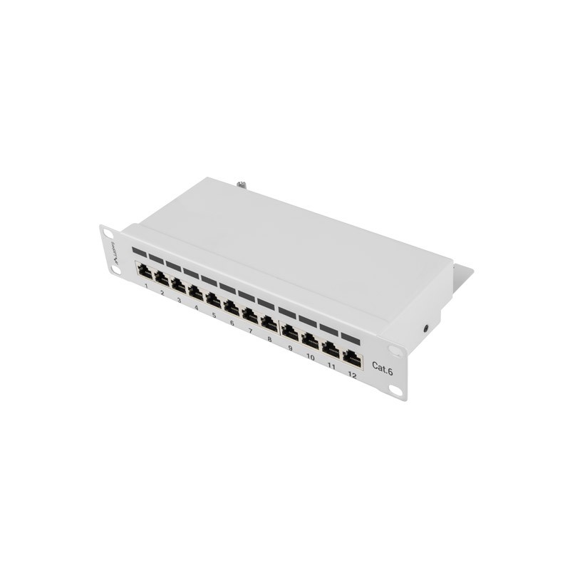 PATCH PANEL 12PORT 1U 10?? CAT.6 FTP STÍNĚNÝ ŠEDÝ