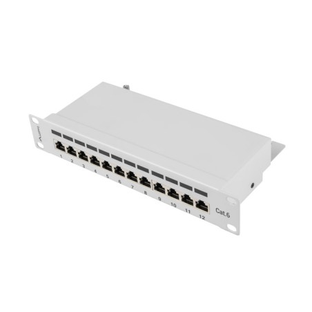PATCH PANEL 12PORT 1U 10?? CAT.6 FTP STÍNĚNÝ ŠEDÝ