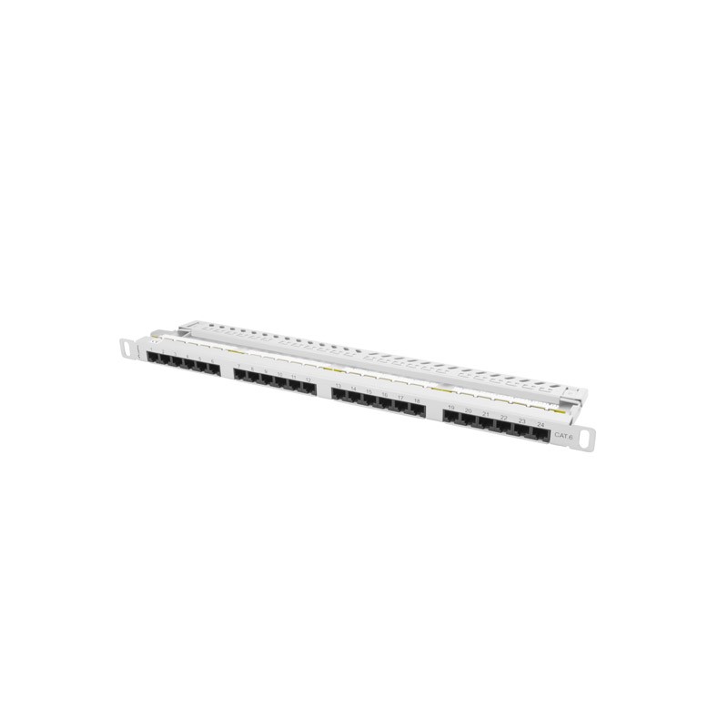 PATCH PANEL 24 PORTŮ 0,5U 19?? CAT.6 UTP ŠEDÝ LANB