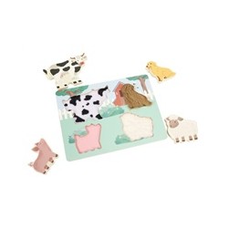 Dřevěné dotykové vkládací puzzle pro děti - Farma
