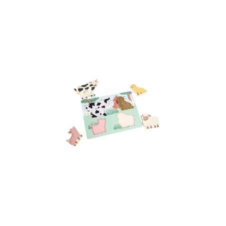 Dřevěné dotykové vkládací puzzle pro děti - Farma