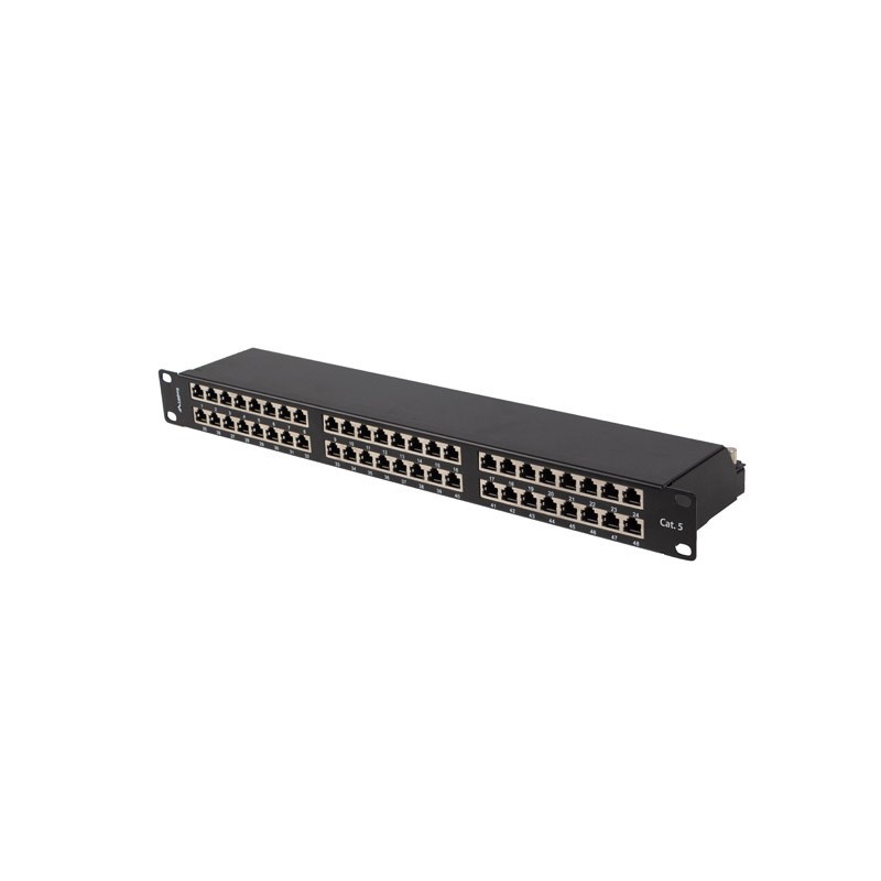 PATCH PANEL 48 PORTŮ 1U 19" CAT.5E FTP STÍNĚNÝ ČERNÝ LANBERG