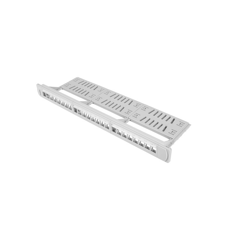 24PORTOVÝ PATCH PANEL 1U S ORGANIZÉREM PRO KEYSTONE MODULY ŠEDÝ LANBERG