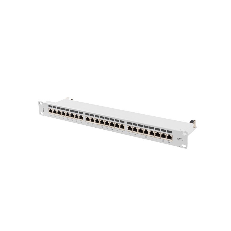 PATCH PANEL 24 PORTŮ 1U 19" CAT.7 FTP STÍNĚNÝ ŠEDÝ LANBERG