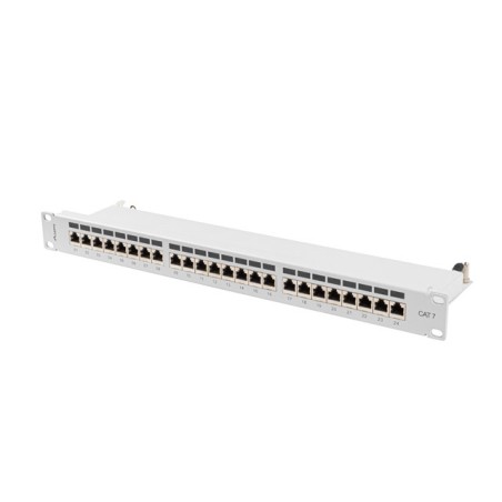PATCH PANEL 24 PORTŮ 1U 19" CAT.7 FTP STÍNĚNÝ ŠEDÝ LANBERG