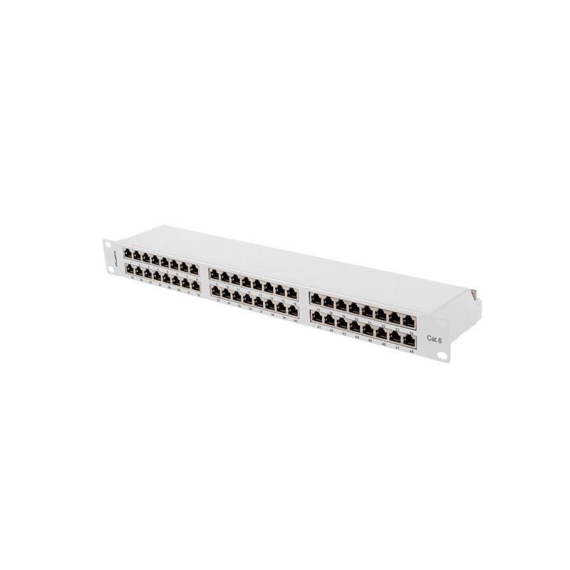 PATCH PANEL 48 PORTŮ 1U 19" CAT.6 FTP STÍNĚNÝ ŠEDÝ LANBERG