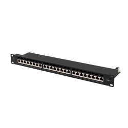 PATCH PANEL 24 PORTŮ 1U 19" CAT.7 FTP STÍNĚNÝ ČERNÝ LANBERG