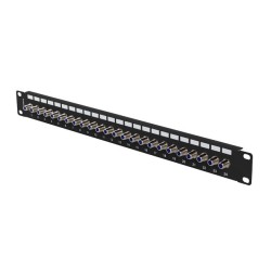 PATCH PANEL 24 PORTŮ 1U S KONEKTOREM TYPU F ČERNÝ LANBERG
