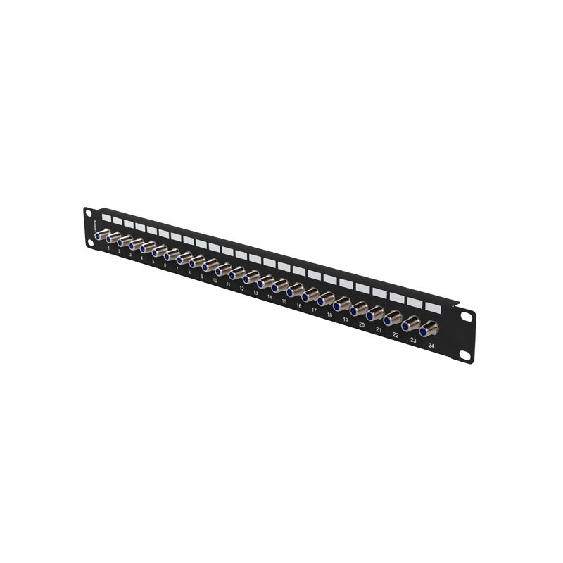 PATCH PANEL 24 PORTŮ 1U S KONEKTOREM TYPU F ČERNÝ LANBERG