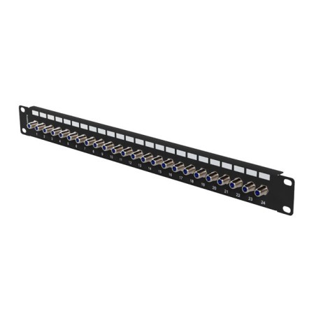 PATCH PANEL 24 PORTŮ 1U S KONEKTOREM TYPU F ČERNÝ LANBERG