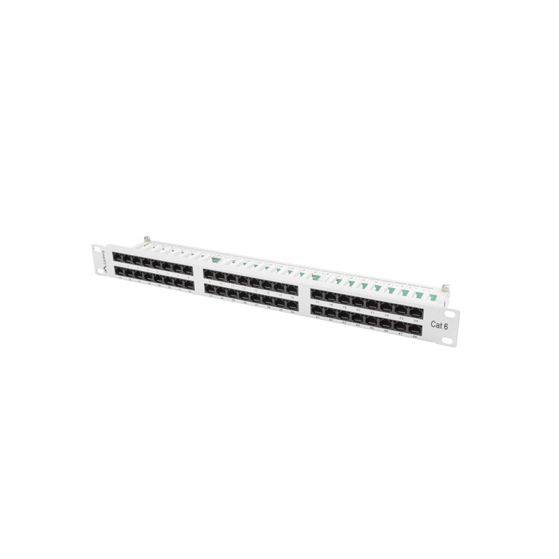 PATCH PANEL 48 PORTŮ 1U 19" CAT.6 UTP ŠEDÝ LANBERG